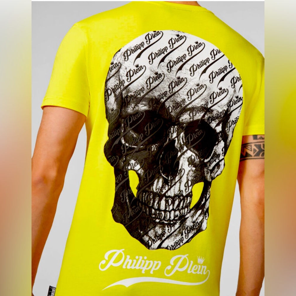 PHILIPP PLEIN V NECK ALLOVER SKULL COTTON T-SHIRT NWT $572
